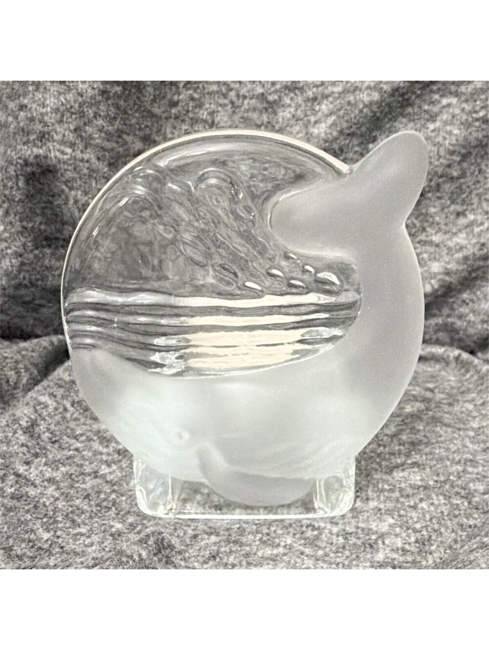 PartyLite Frosted Clear Textured Glass Whale Tea Light Candle Holder, Animal
